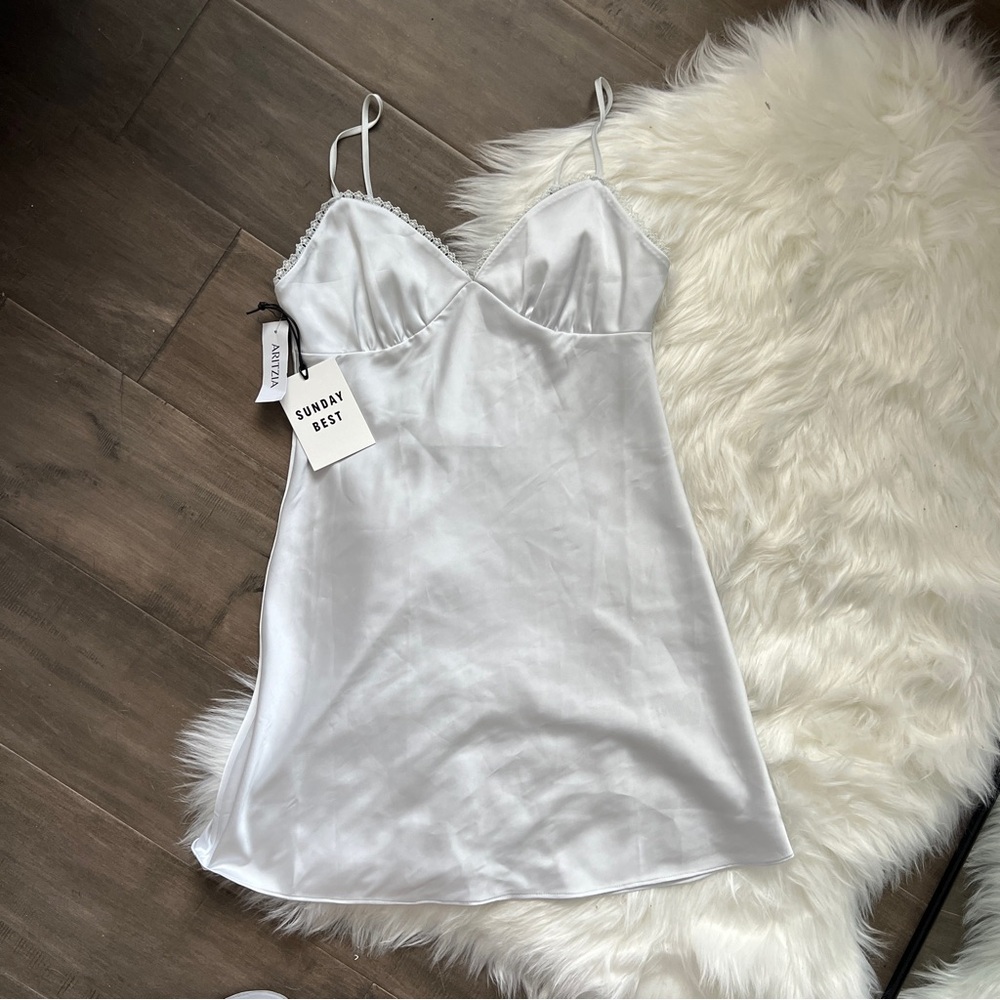 Aritzia - Sunday Best Rae Satin Slip Mini Dress